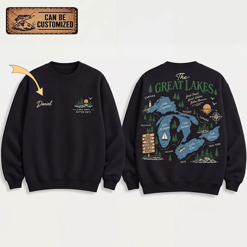 The Great Lakes Personalized Map Fishing Sweater
