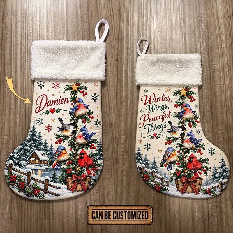 Personalized Winter Birds Christmas Stocking