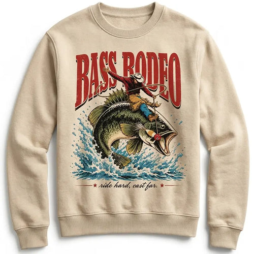 Bass Rodeo Cowboy Fishing Vintage Sweater