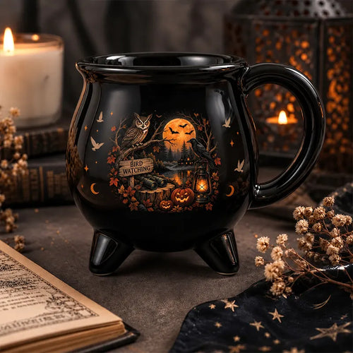Halloween Bird Watching Cauldron Mug