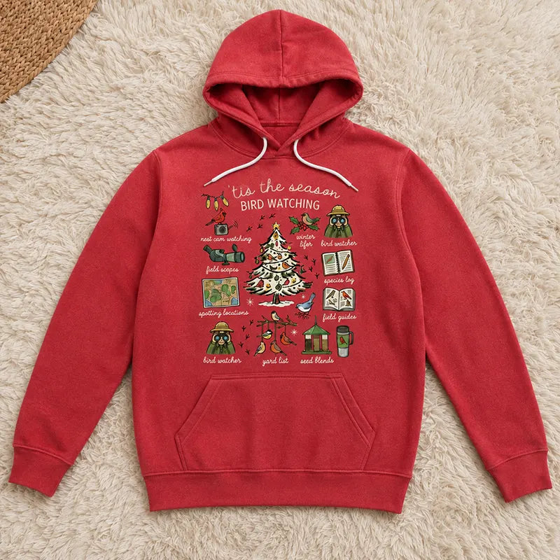 Vintage Christmas Bird Watching Hoodie