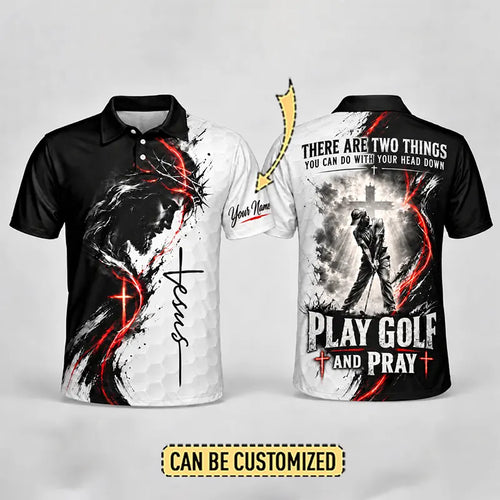 Jesus Play Golf And Pray Christian Polo Shirt