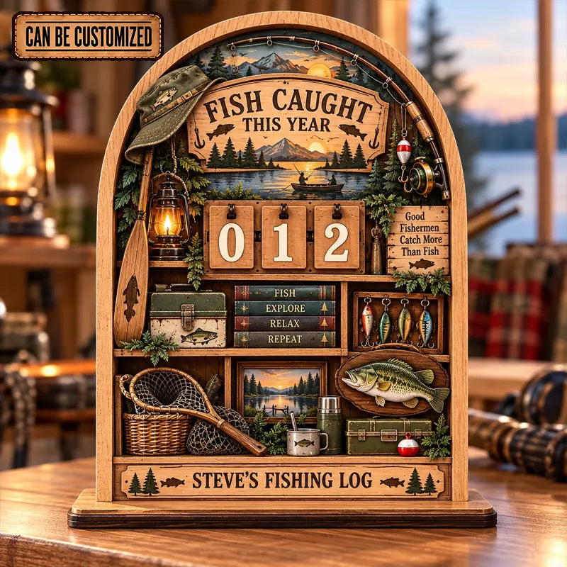 Personalized Fishing Catch Wooden Tracker