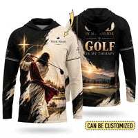 Personalized God Is My Savior Golf Christian Hooded Long Sleeve Shirt