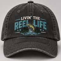 Livin' The Reel Life Vintage Salmon Fishing Embroidered Cap