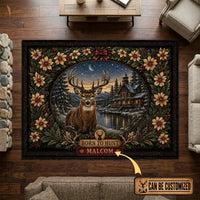 Personalized Born to Hunt Deer Cabin Christmas Vintage Rug