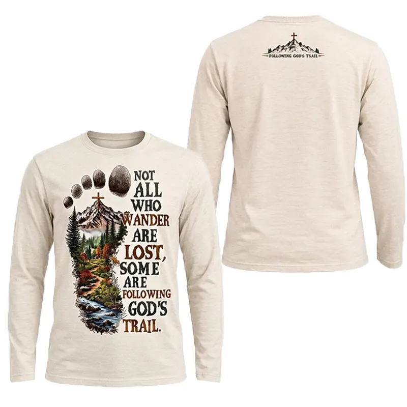 Following God's Trail Christian Mountain Long Sleeve Shirt