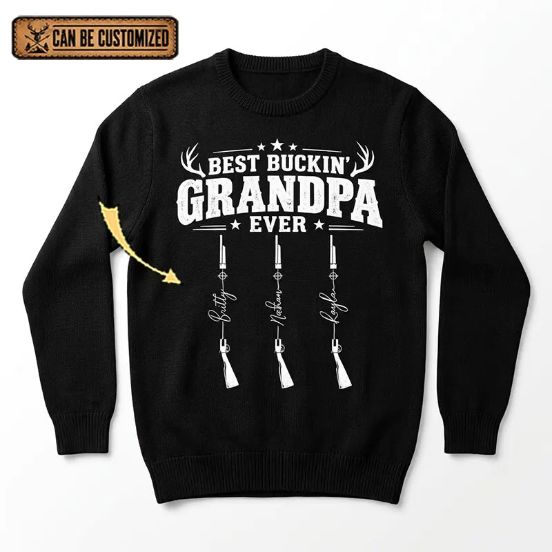 Personalized Best Buckin' Grandpa Ever Hunting Sweater