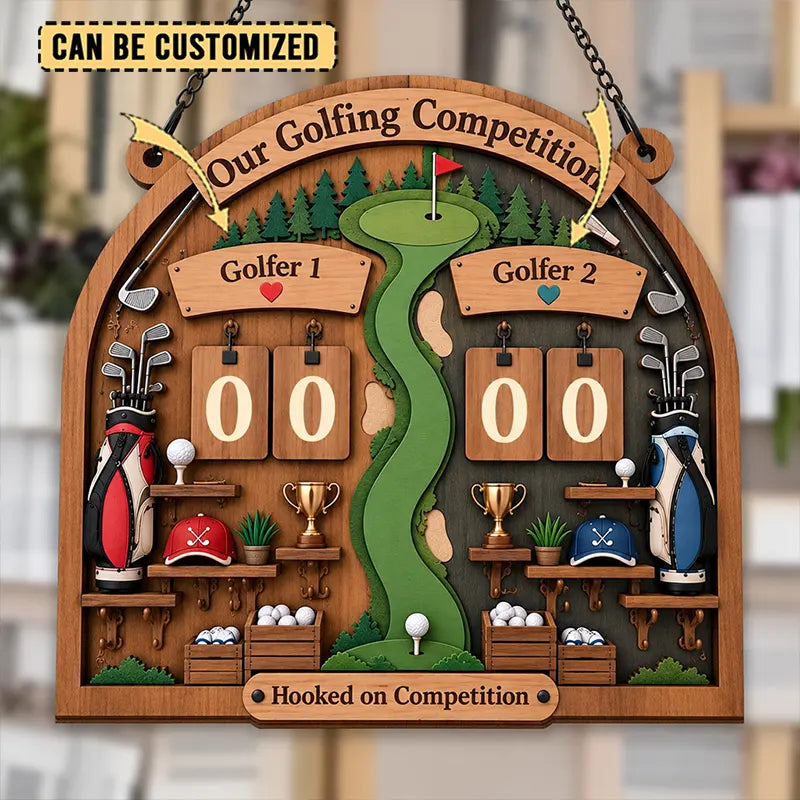 Personalized Our Golfing Competition Wooden Tracker