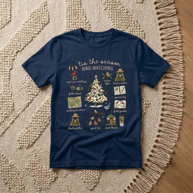 Vintage Christmas Bird Watching T-Shirt