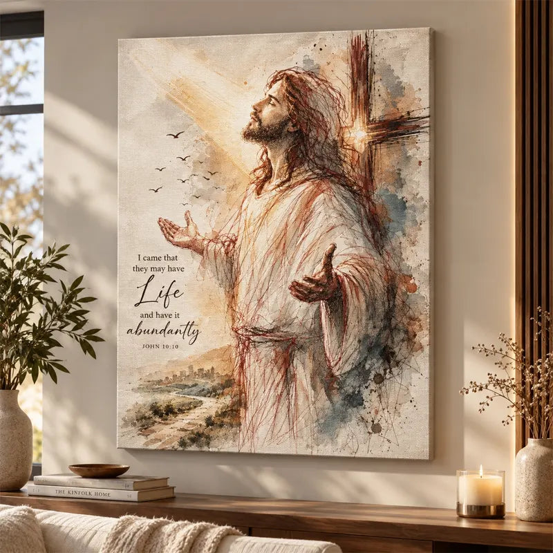 Jesus John 10:10 Abundant Life Christian Canvas Print