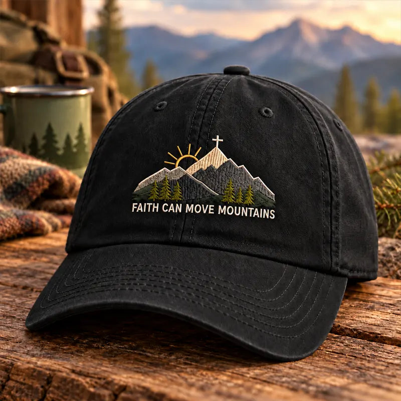 Faith Can Move Mountains Christian Embroidered Cap