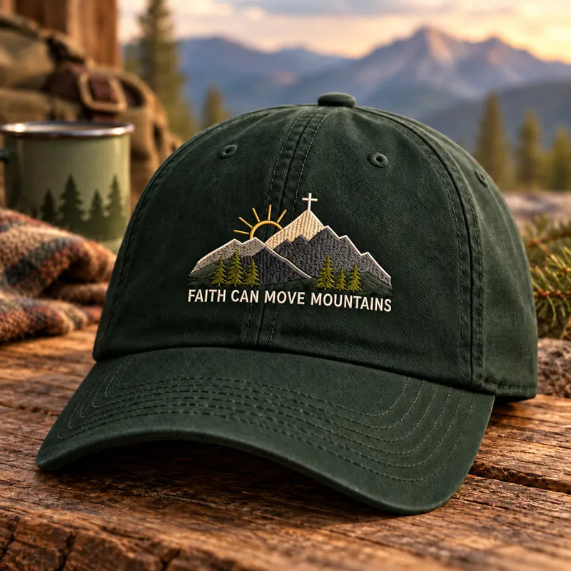 Faith Can Move Mountains Christian Embroidered Cap