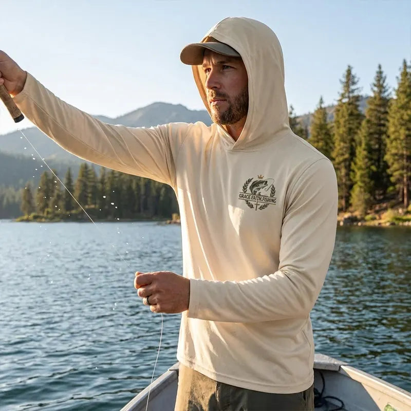 Grace Faith Fishing Christian Bass Hooded Long Sleeve Shirt