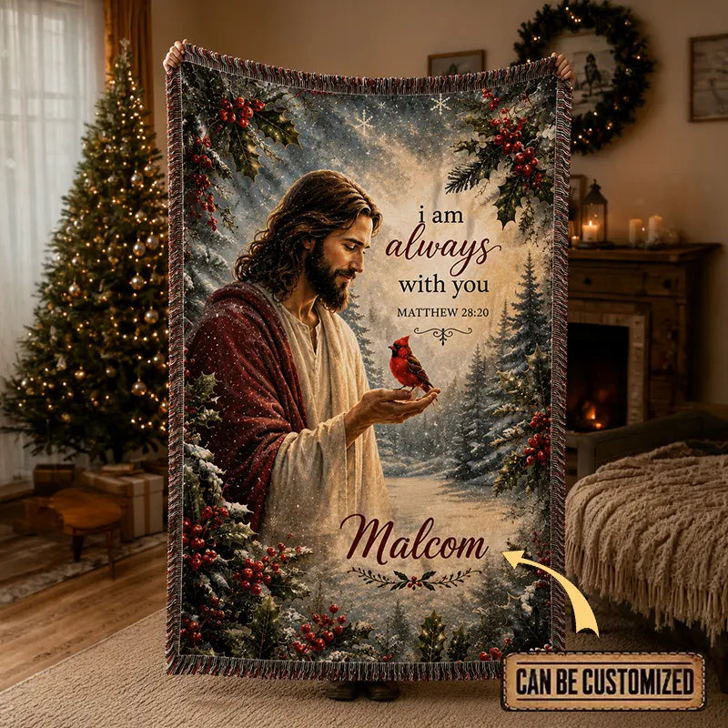 Jesus and Cardinal Christmas Custom Tassels Blanket