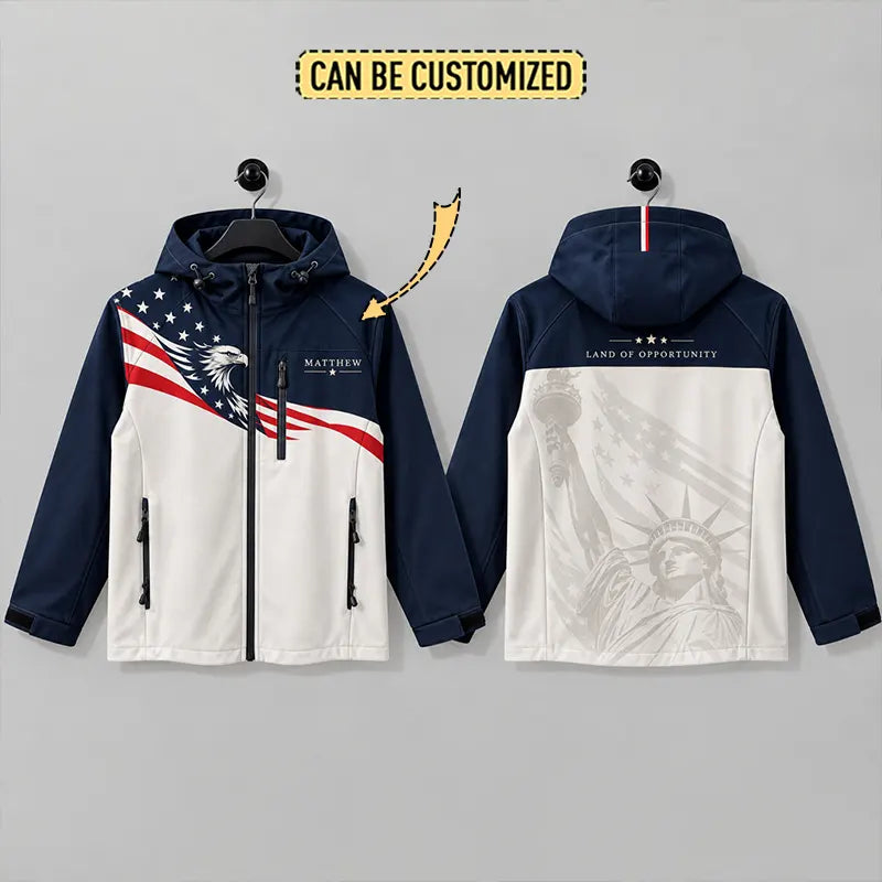 Personalized Fathom Thread Bald Eagle American Flag Soccer Windbreaker