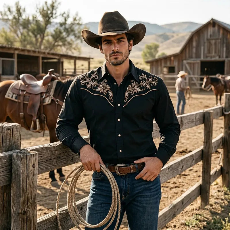 Longhorn Skull Vintage Cowboy Wild West Hunter Western Shirt