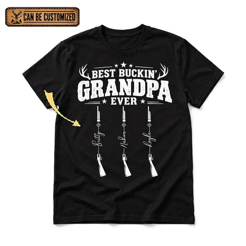 Personalized Best Buckin' Grandpa Ever Hunting T-Shirt