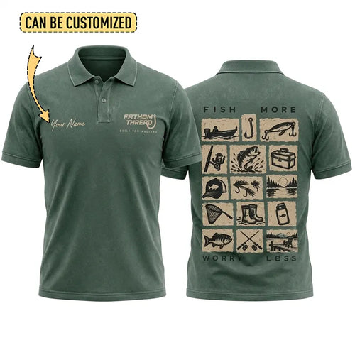 Personalized Fish More Worry Less Fishing Polo Shirt