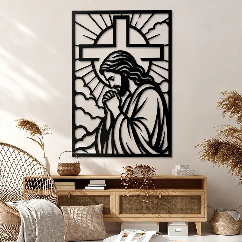 Praying Jesus Cross Wall Art LED