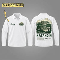 Personalized Mount Katahdin Vintage Hiking Polo Long Sleeve Shirt