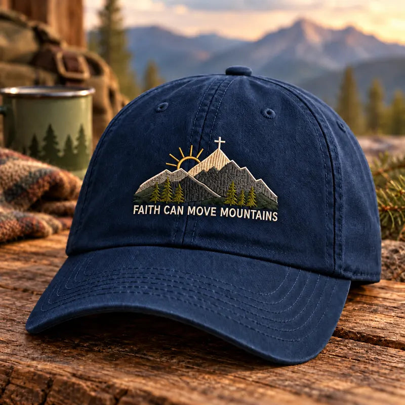 Faith Can Move Mountains Christian Embroidered Cap