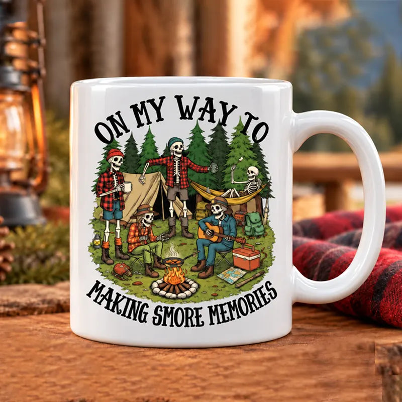 Making Smore Memories Camping Skeletons Ceramic Mug
