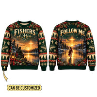 Personalized Fishers of Men Christmas Christian Fishing Sweater