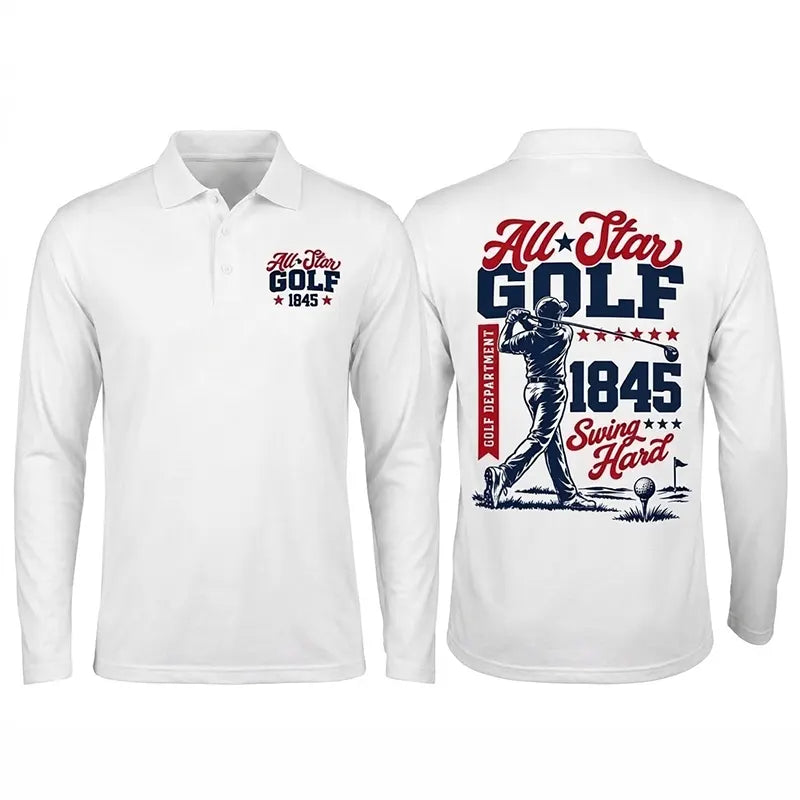 Personalized All-Star Golf Vintage Polo Long Sleeve Shirt