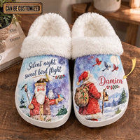 Personalized Silent Night Sweet Bird Flight Christmas Fur Slippers