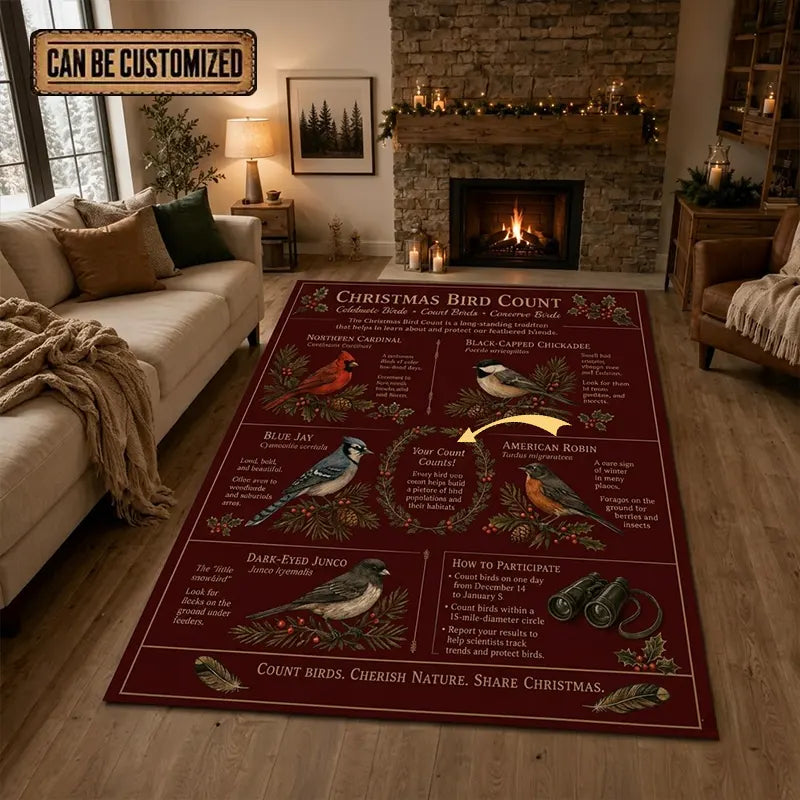 Christmas Bird Count Wildlife Bird Watching Rug