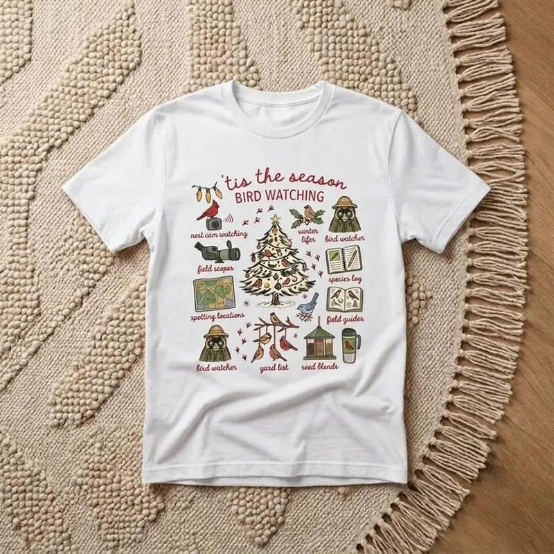 Vintage Christmas Bird Watching T-Shirt