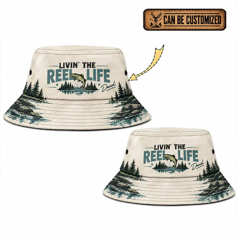 Livin' The Reel Life Personalized Fishing Bucket Hat