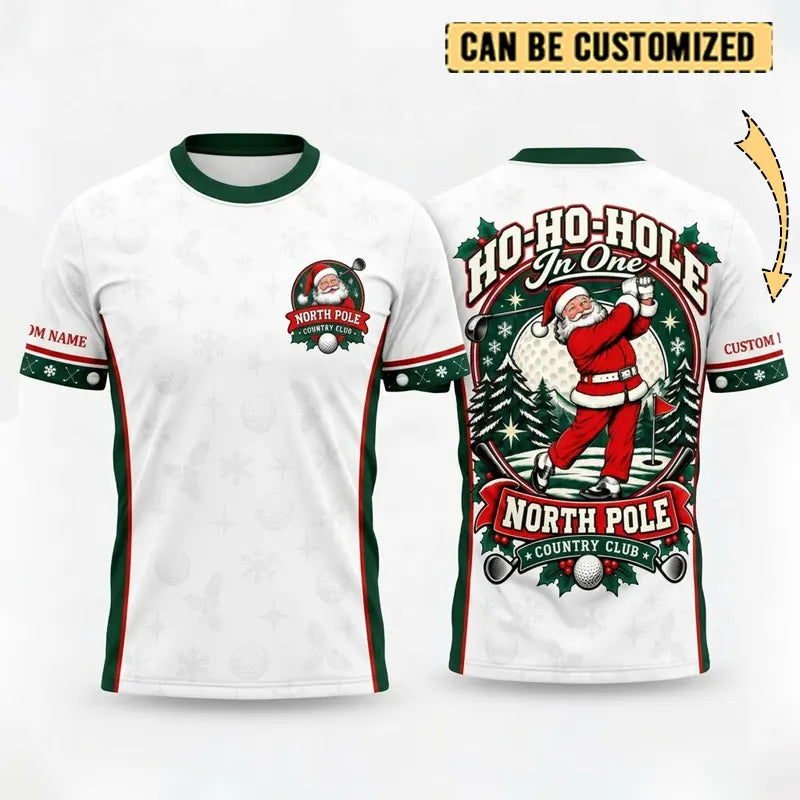 Ho Ho Hole Personalized Christmas Golf T-Shirt
