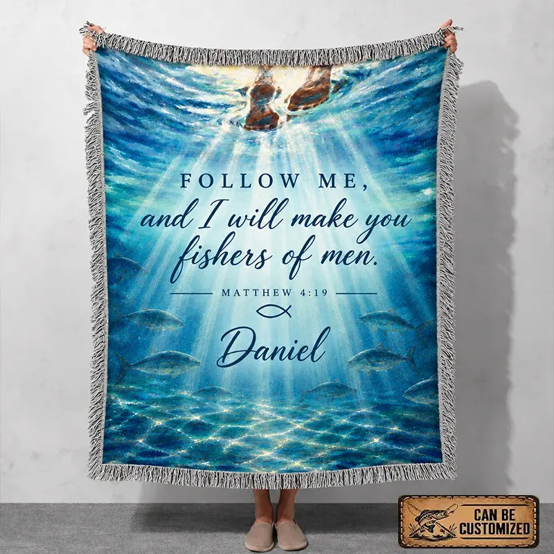Personalized Fishers of Men Christian Fishing Tassels Blanket