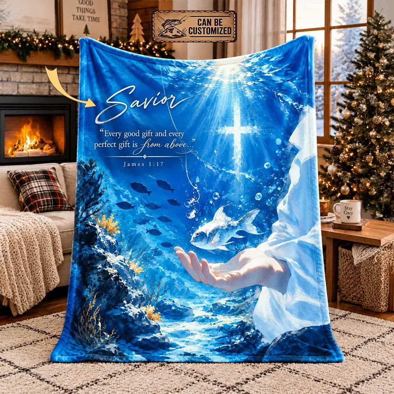 Savior James 1:17 Christian Ocean Fleece Blanket