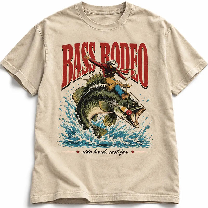Bass Rodeo Cowboy Fishing Vintage T-Shirt