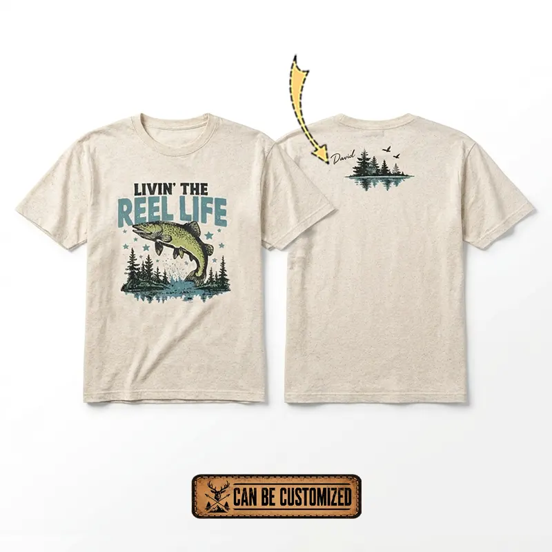 Personalized Livin' The Reel Life Fishing T-Shirt