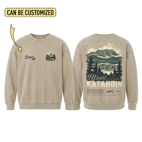 Personalized Mount Katahdin Vintage Hiking Sweater