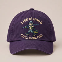 Life Is Good Catch More Fish Fishing Embroidered Cap