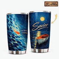 Personalized Just Keep Fishing Starry Night Fishing Tumbler