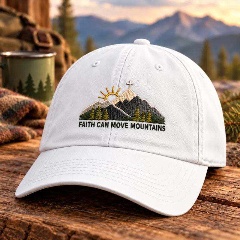 Faith Can Move Mountains Christian Embroidered Cap