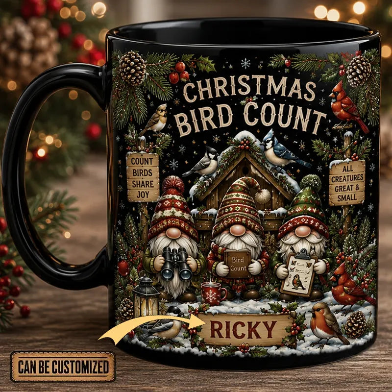 Personalized Christmas Bird Count Ceramic Mug
