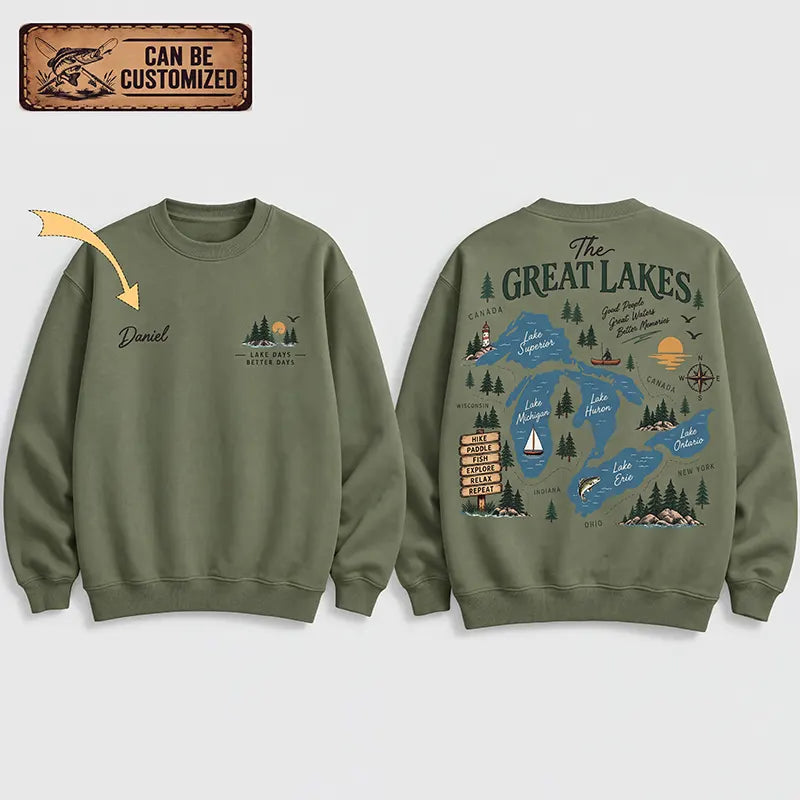 The Great Lakes Personalized Map Fishing Sweater