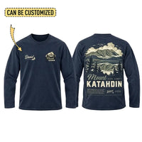 Personalized Mount Katahdin Vintage Hiking Long Sleeve Shirt