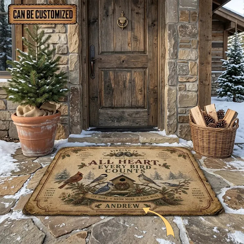 Personalized Vintage Bird Watching North American Birds Rustic Doormat