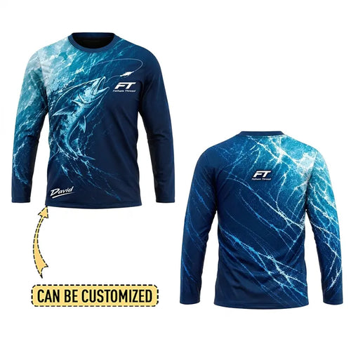 Personalized Fathom Thread Ocean Fish Long Sleeve Shirt