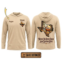 Personalized Texas Big Buck Hunting Hooded Long Sleeve Shirt
