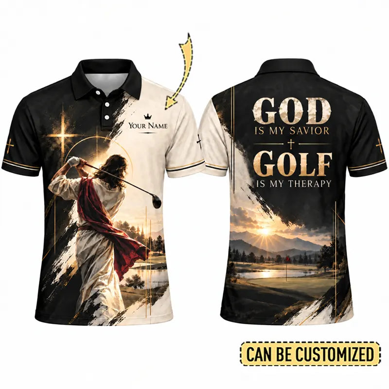Personalized God Is My Savior Golf Christian Polo Shirt