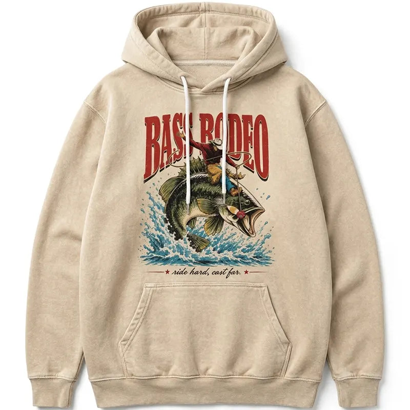 Bass Rodeo Cowboy Fishing Vintage Hoodie